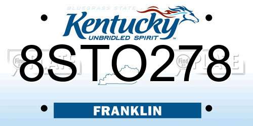 8STO278 Kentucky License Plate
