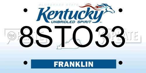 8STO33 Kentucky License Plate