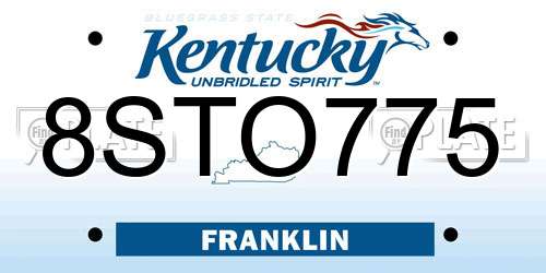 8STO775 Kentucky License Plate