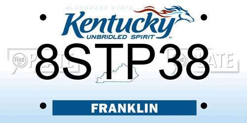 8STP38 Kentucky License Plate