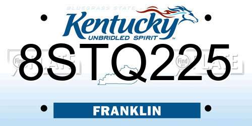 8STQ225 Kentucky License Plate