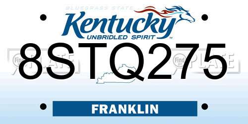 8STQ275 Kentucky License Plate
