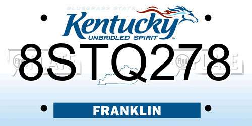 8STQ278 Kentucky License Plate