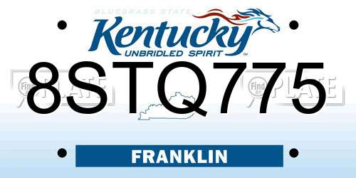 8STQ775 Kentucky License Plate