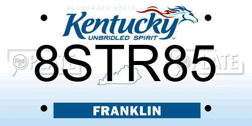 8STR85 Kentucky License Plate