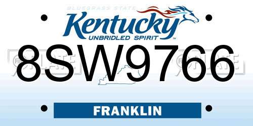 8SW9766 Kentucky License Plate