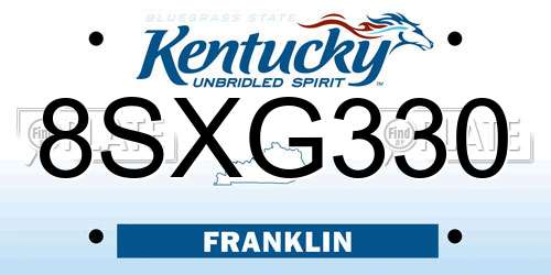8SXG330 Kentucky License Plate