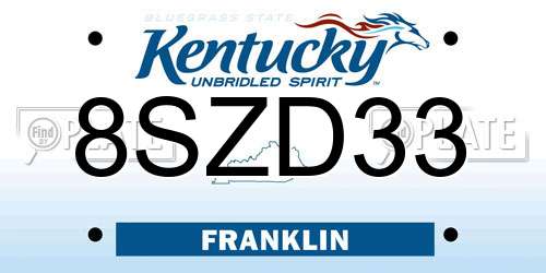 8SZD33 Kentucky License Plate