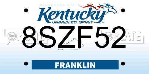8SZF52 Kentucky License Plate