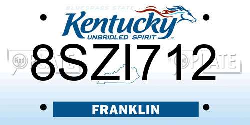 8SZI712 Kentucky License Plate
