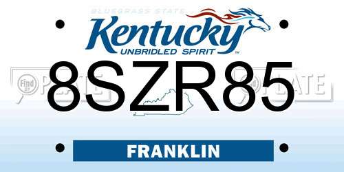 8SZR85 Kentucky License Plate