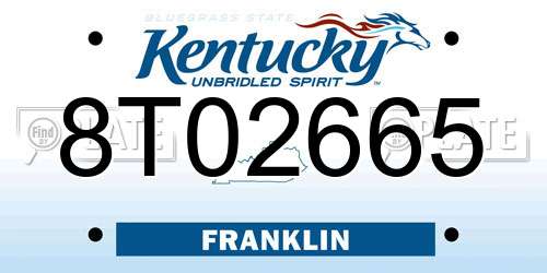 8T02665 Kentucky License Plate