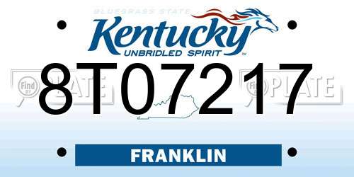 8T07217 Kentucky License Plate