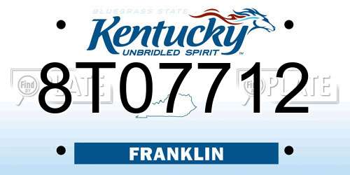8T07712 Kentucky License Plate
