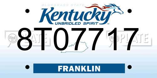 8T07717 Kentucky License Plate