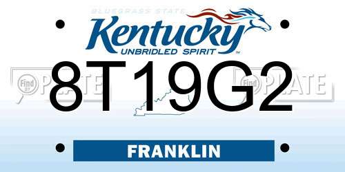8T19G2 Kentucky License Plate