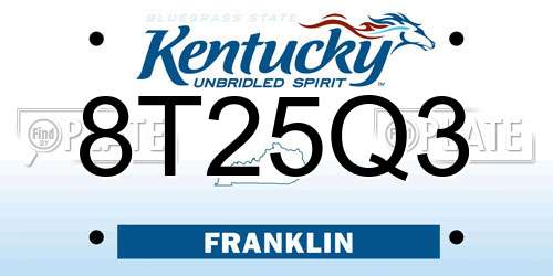 8T25Q3 Kentucky License Plate