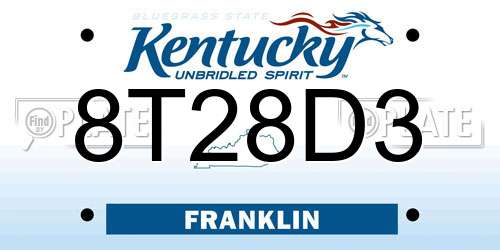 8T28D3 Kentucky License Plate