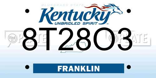 8T28O3 Kentucky License Plate