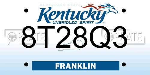 8T28Q3 Kentucky License Plate
