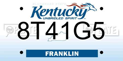 8T41G5 Kentucky License Plate