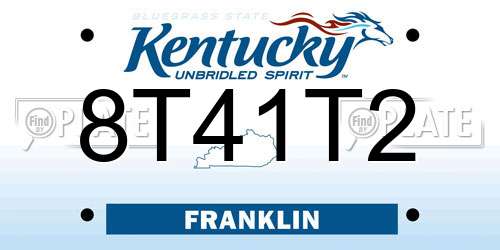 8T41T2 Kentucky License Plate