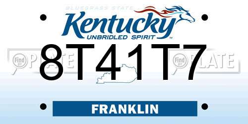 8T41T7 Kentucky License Plate