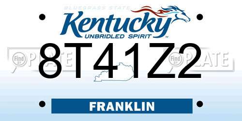 8T41Z2 Kentucky License Plate