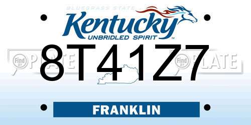 8T41Z7 Kentucky License Plate