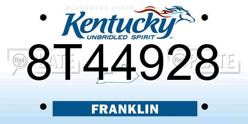 8T44928 Kentucky License Plate