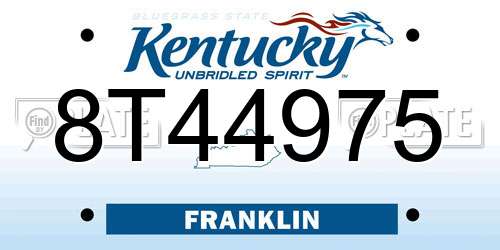 8T44975 Kentucky License Plate