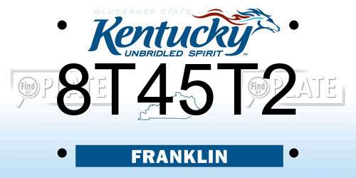 8T45T2 Kentucky License Plate