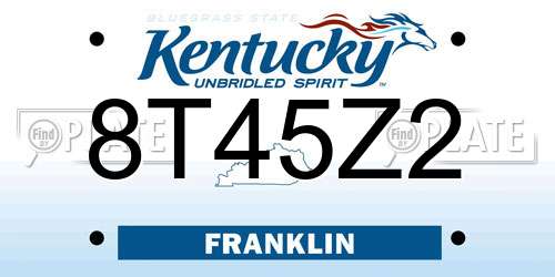 8T45Z2 Kentucky License Plate