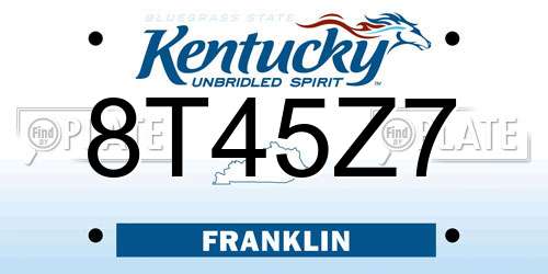 8T45Z7 Kentucky License Plate