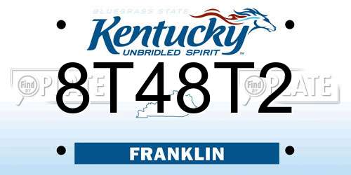 8T48T2 Kentucky License Plate