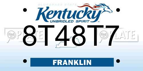 8T48T7 Kentucky License Plate