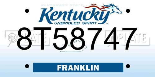 8T58747 Kentucky License Plate