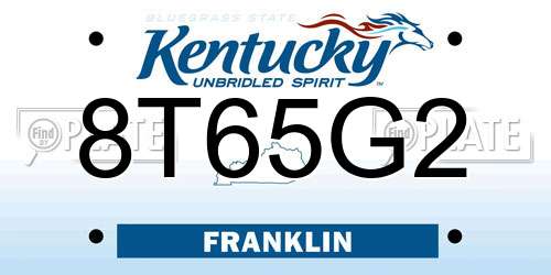 8T65G2 Kentucky License Plate