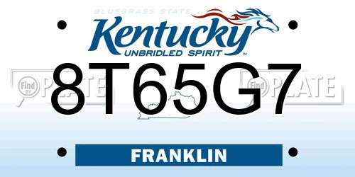 8T65G7 Kentucky License Plate