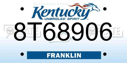 8T68906 Kentucky License Plate