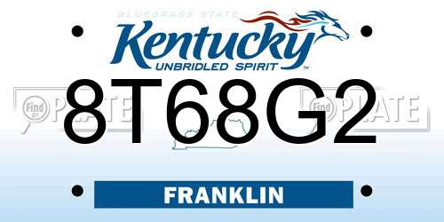 8T68G2 Kentucky License Plate