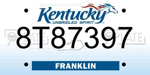 8T87397 Kentucky License Plate