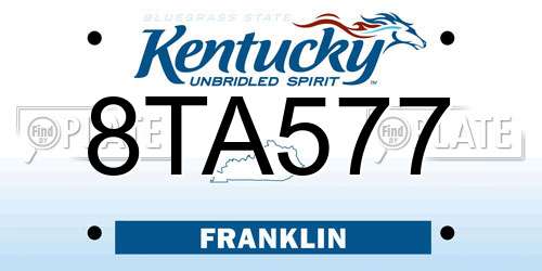 8TA577 Kentucky License Plate