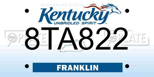 8TA822 Kentucky License Plate