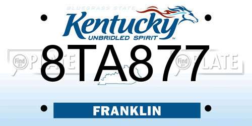 8TA877 Kentucky License Plate