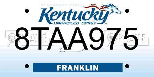 8TAA975 Kentucky License Plate