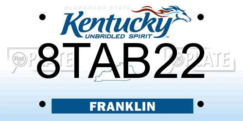 8TAB22 Kentucky License Plate