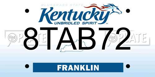 8TAB72 Kentucky License Plate