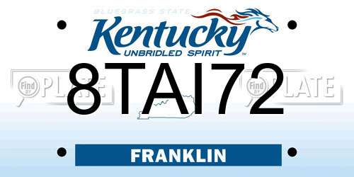 8TAI72 Kentucky License Plate