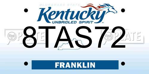 8TAS72 Kentucky License Plate